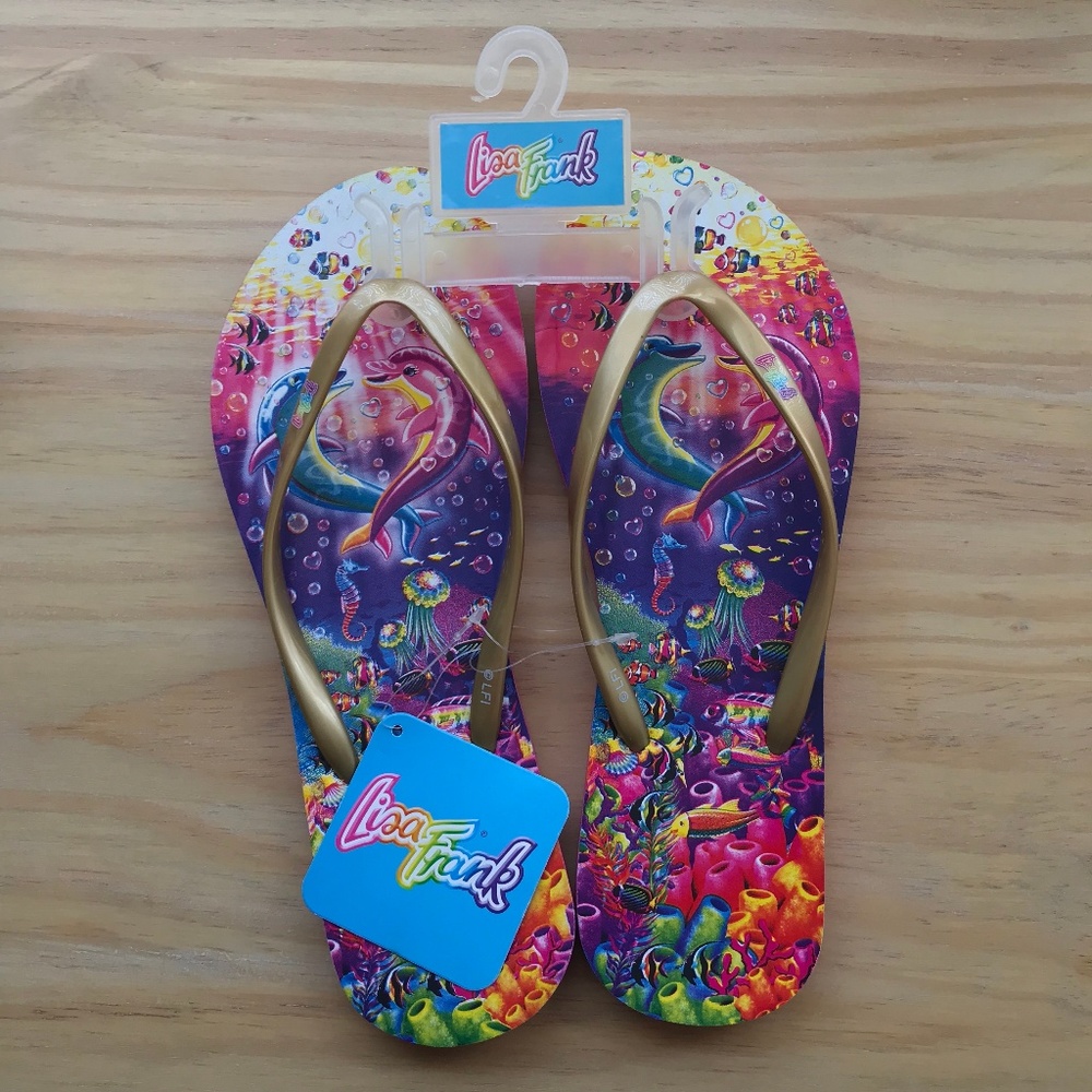 Lisa Frank Dolphin Flip Flops